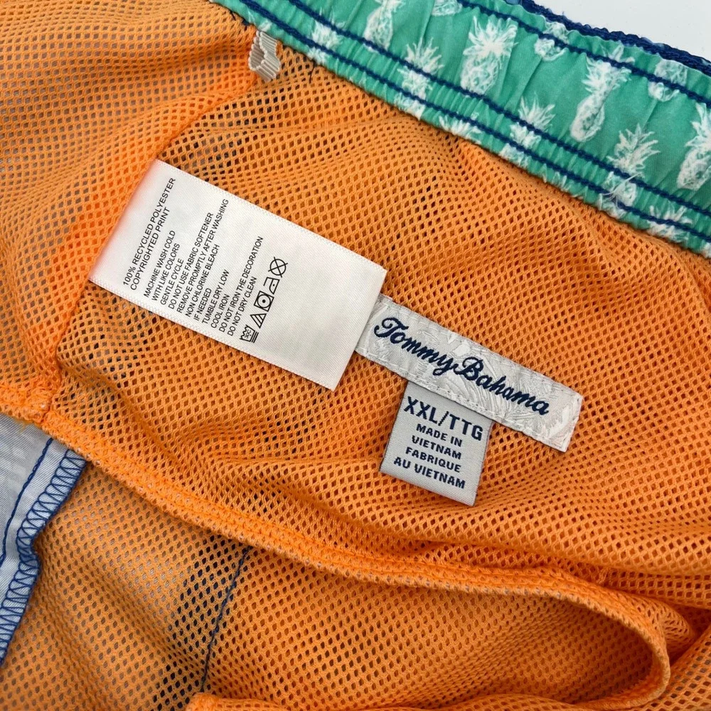 Tommy Bahama Mens XXL Blue Floral Recycled Polyester Swim Trunks Board Shorts